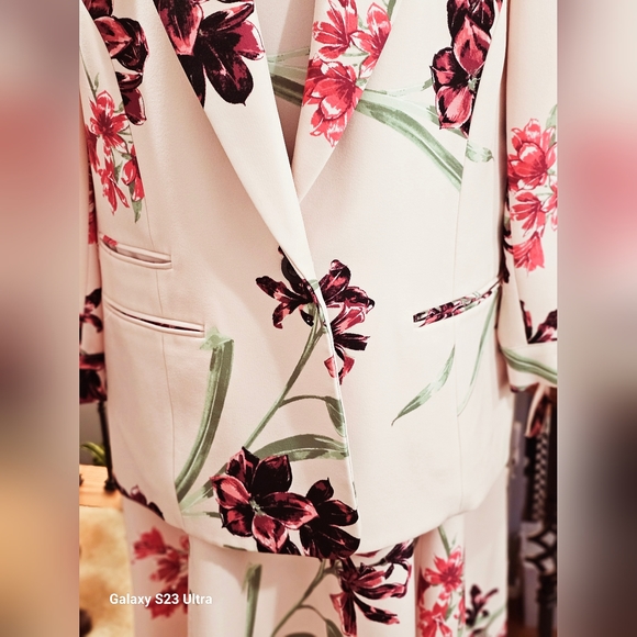 Nine West Purple Pink Floral Print Rosebud Blazer Jacket and Dress Set - Picture 6 of 13